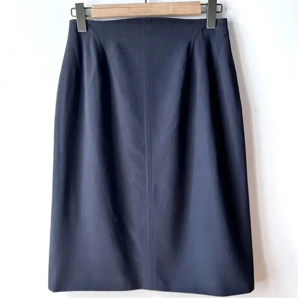 ESCADA Navy Blue Wool Pencil Skirt Size 38 US 8